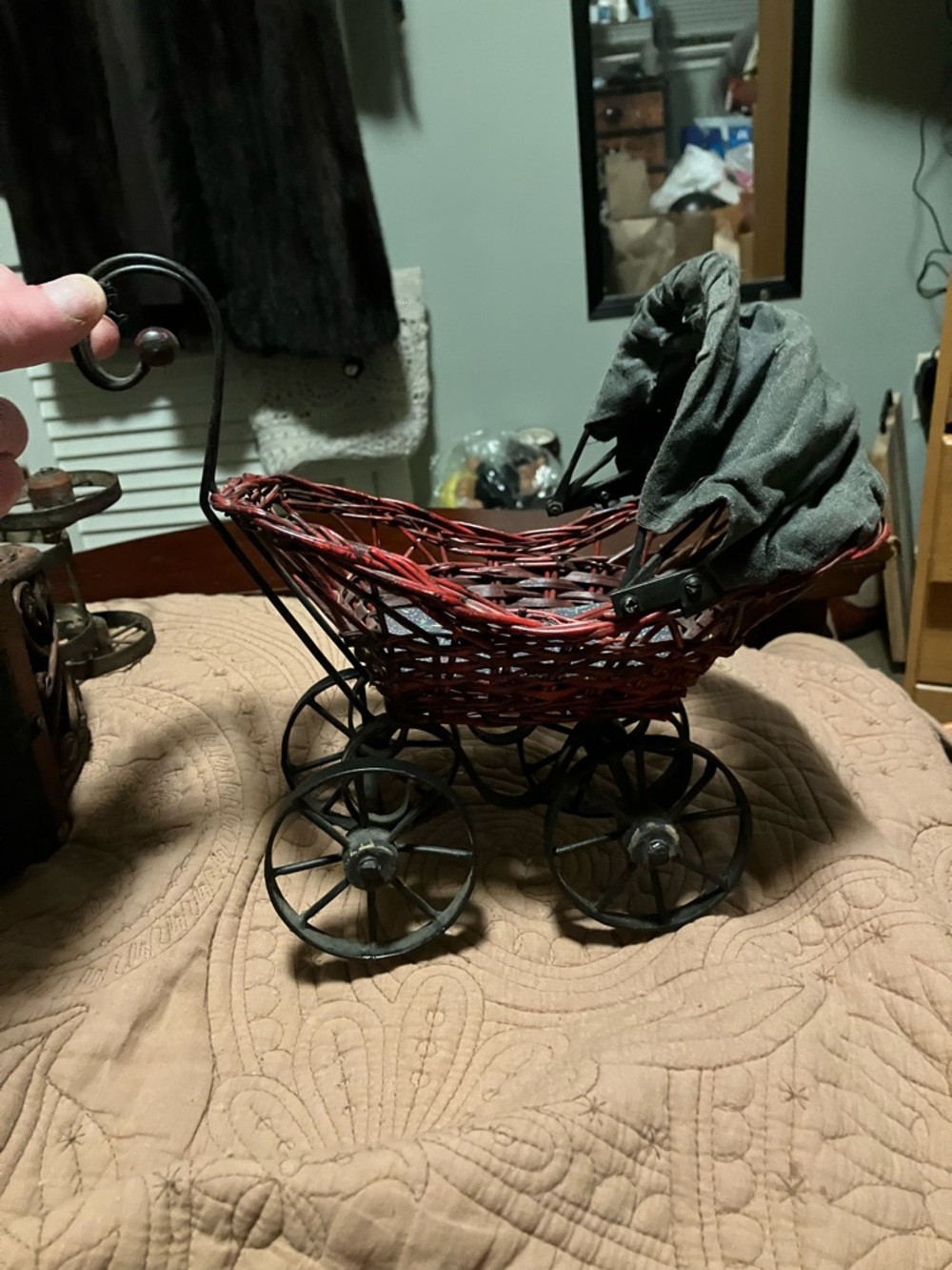 Vintage Miniature Wicker Doll Carriage, Designed in a Victorian